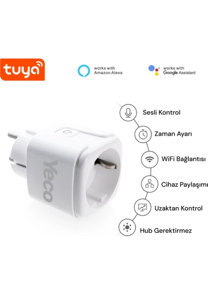 Sp-16 Akıllı Priz, Wi-Fi Uyumlu, Telefonla Kontrol, 16A Akım Koruma, Enerji Izleme, 2 Adet fırsatları