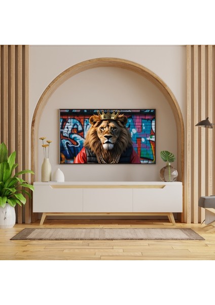 Hayvan Figürlü Rapçi Asil Kral Aslanlı Pvc 60X90 cm Çerçevesiz Tablo 04
