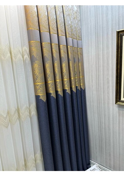 Nivemeshome Milas Antrasit-Gold 671539 1/3 Sık Pileli Fon Perde Apm indirimleri