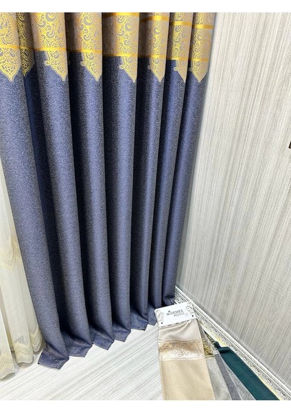 Nivemeshome Milas Antrasit-Gold 671539 1/3 Sık Pileli Fon Perde Apm modelleri