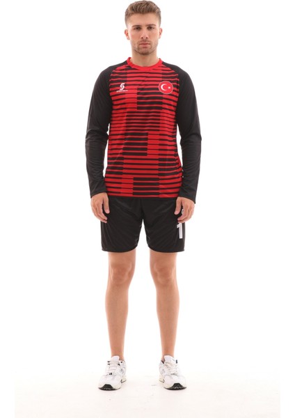 Sünger Destekli Kaleci Forma Takımı, Kırmızı-Siyah K0142