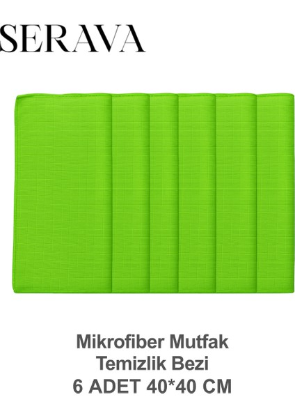 6'lı Mikrofiber Mutfak Temizlik Bezi – Yumuşak, Dayanıklı, Iz Bırakmaz (40X40)