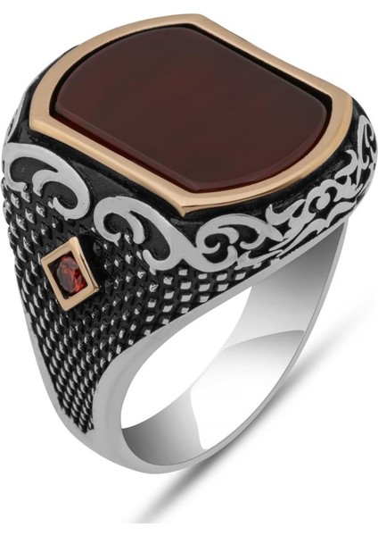 Akik Taşlı 925 Erkek Gümüş Yüzük Erkek fiyatları