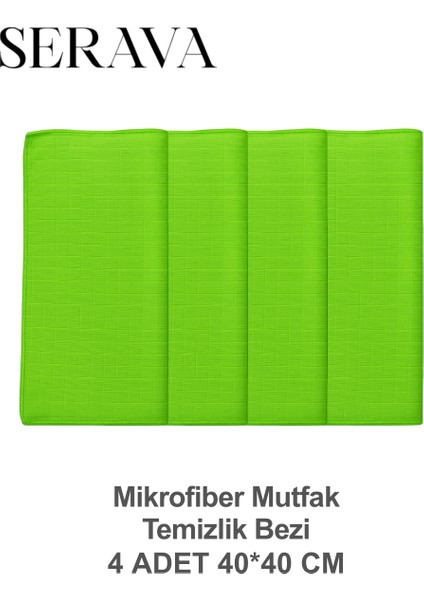 4'lü Mikrofiber Mutfak Temizlik Bezi – Yumuşak, Dayanıklı, Iz Bırakmaz (40X40)