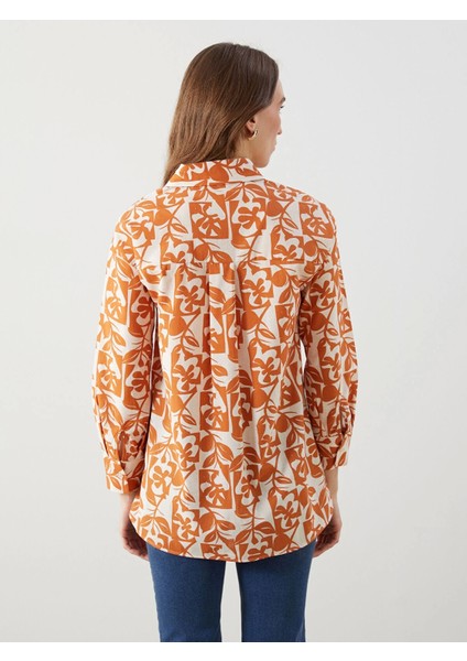 Lcw Modest Turuncu Desenli Oversize Kadın Gömlek Tunik fırsatları