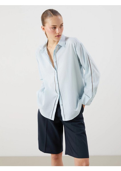 Lcw Vision Mavi Oversize Kadın Gömlek