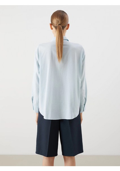 Lcw Vision Mavi Oversize Kadın Gömlek fırsatları
