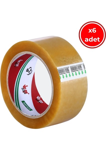 Bufalo Koli Bandı, 6 Adet, 45 mm x 40M, Şeffaf, Su Bazlı Tutkal