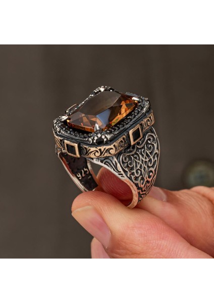 Zultanit Taşlı 925 Ayar Erkek Gümüş Yüzük modelleri
