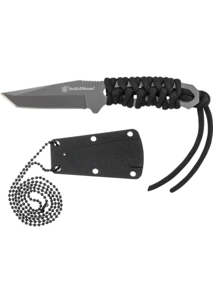 Smith Wesson® Paracord Neck Knife Gray Plain Tanto Fixed Boyun Bıçağı SW910TAMCP
