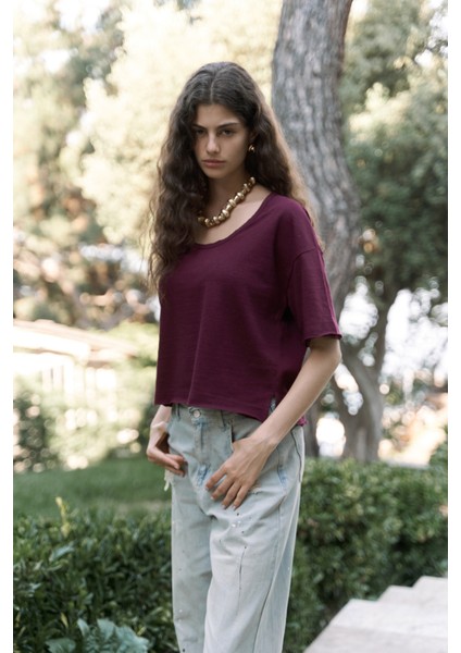 Ripley Yarım Kol Bordo T-Shirt modelleri