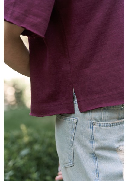 Ripley Yarım Kol Bordo T-Shirt