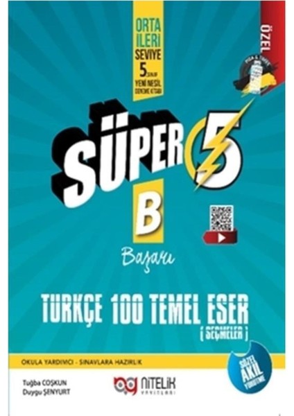Nitelik 5.sınıf Yeni Nesil Süper Türkçe 100 Temel Eser (B)