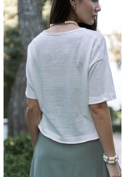 Ripley Yarım Kol Ekru T-Shirt