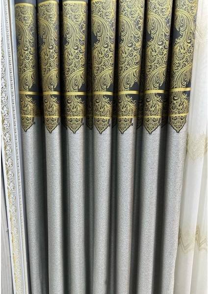 Nivemeshome Milas Gri-Gold 671539 1/3 Sık Pileli Fon Perde Apm modelleri