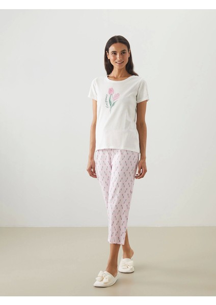 Lcw Dream Pembe Bisiklet Yaka Çiçekli Kadın Kaprili Pijama Takımı fiyatları