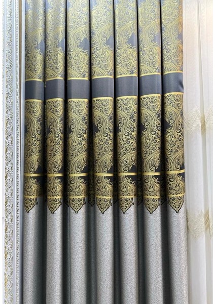 Nivemeshome Milas Gri-Gold 671539 1/3 Sık Pileli Fon Perde Apm fiyatları