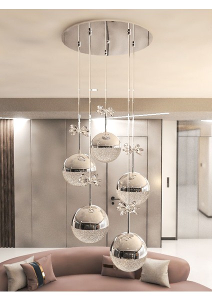 Solis Enerji Tasarruflu Modern ve Lüks Gümüş 5'li LED Avize fiyatları