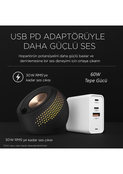 Pebble X Siyah 2.0 15W USB-C Bluetooth 5.3 RGB Aydınlatmalı 2.0 Masaüstü Multimedya Hoparlör modelleri
