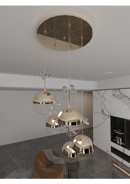 Solis Enerji Tasarruflu Modern ve Lüks Gold 5'li LED Avize modelleri
