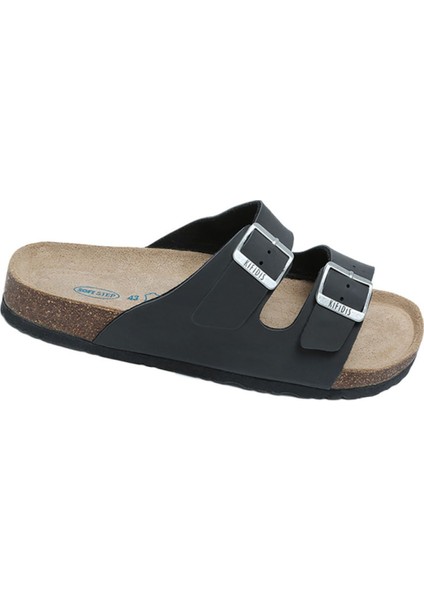 KS0765SE Soft Step Erkek Çift Bantlı Mantar Terlik 40-46 04 - Mat Siyah modelleri