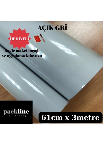 Marketing Açık Gri Dolap Kaplama Folyosu 61CM x 3metre