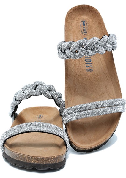 K14377 Soft Step Kadın Taşlı Mantar Terlik 36-41 Silver/gümüş fiyatları