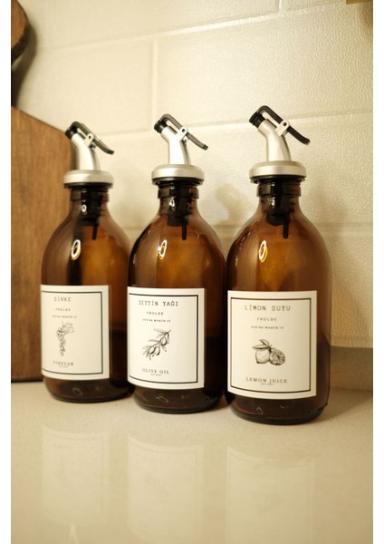 Home Amber Cam Zeytinyağı Limon Suyu Sirke Şişesi Yağdanlık 3lü Set 300ML fırsatları
