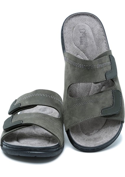 SIB4412 Natura Erkek Çift Bantlı Anatomik Deri Terlik 40-45 Haki/khaki fiyatları