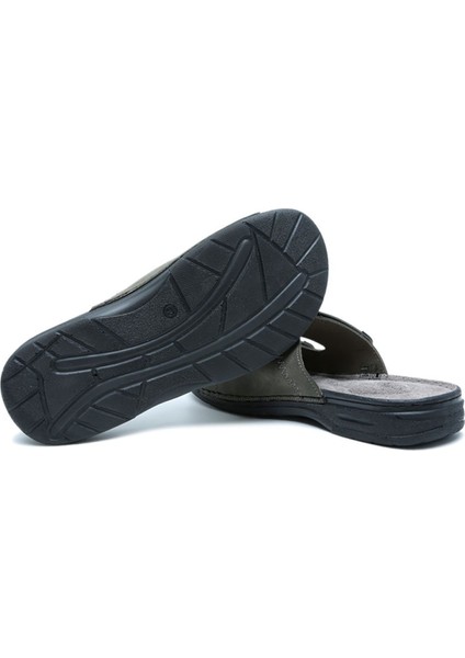 SIB4412 Natura Erkek Çift Bantlı Anatomik Deri Terlik 40-45 Haki/khaki modelleri
