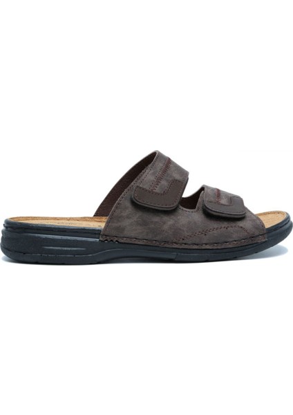 SIB4412 Kifidis-Natura Erkek Çift Bantlı Anatomik Deri Terlik 40-45 Kahve/brown