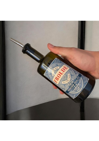 Home Ahşap Stantlı 2'li Amber 500 ml Cam Ayçiçek Yağı Zeytinyağı Şişesi Yağdanlık