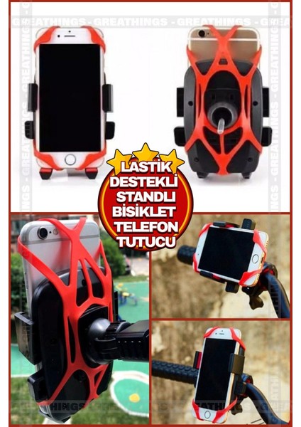 Lastik Destekli Standlı Bisiklet Telefon Tutucu Telefon Tutucu Aksesuarları Gidon Telefon Tutucusu fiyatları