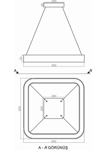 Sarkt LED Avize Krups 60X60 cm indirimleri