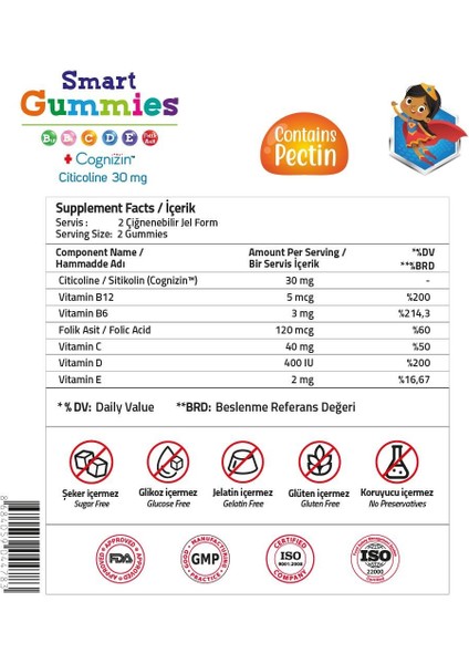 Kids Smart Cognizin Citicoline 60 Gummies (Pectin) modelleri