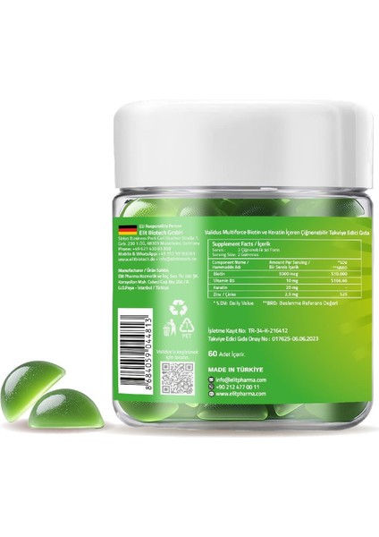 Multiforce Biotin + Keratin 60 Gummies (Pectin) fiyatları