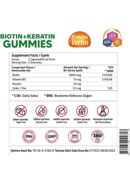 Multiforce Biotin + Keratin 60 Gummies (Pectin) modelleri