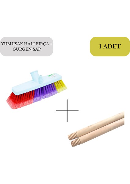 Yumuşak Yer Halı Yıkama Fırçası+ Gürgen Sap 120CM