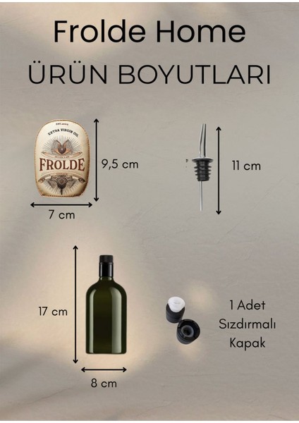 Home Amber 500 ml Cam Zeytinyağı Yağdanlık Şişesi Vintage Ayçiçek Yağlık