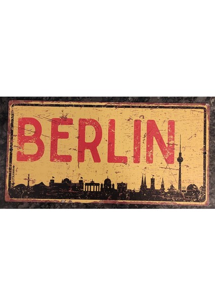 Berlin Silüetli Dekoratif Alüminyum Tabela - Retro Metal Duvar Dekoru - Berlin Manzaralı Levha fiyatları