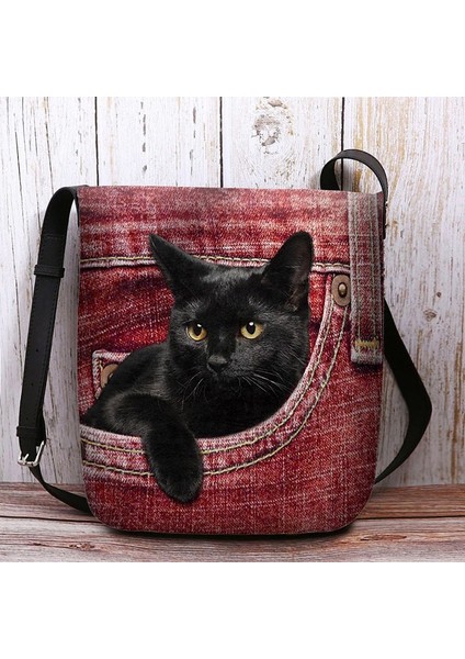 Kadın Akın Kumaş Polyester Açık Günlük Kedi Baskı Hafif ve Dayanıklı Taşıma Çantası (Yurt Dışından) fırsatları