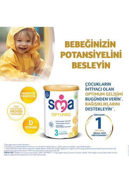 Optipro 3 Toz Devam Sütü 1200 g – 12-24 Ay Bebekler için DHA ve Probiyotik İçerikli, Vitamin-Mineral Takviyeli, İsviçre Üretimi