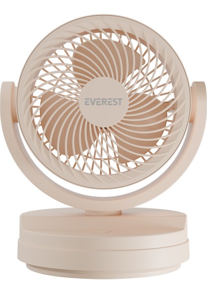 EFN-509 Krem- Kahve 7 Inç 3 Kademeli 2100 Rpm Hız Duvar Tıpı ve Masaüstü USB Fan