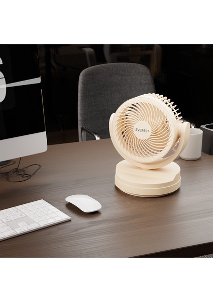 EFN-509 Krem- Kahve 7 Inç 3 Kademeli 2100 Rpm Hız Duvar Tıpı ve Masaüstü USB Fan indirimleri
