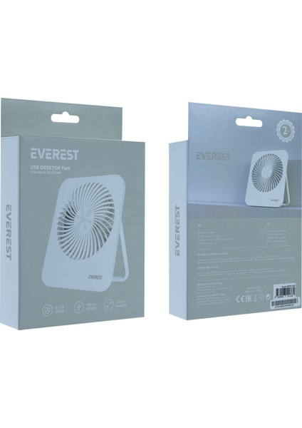 EFN-601 Beyaz 2000MAH 4 Kademeli 4000RPM Hız Metal Ayak Masaüstü USB Fan