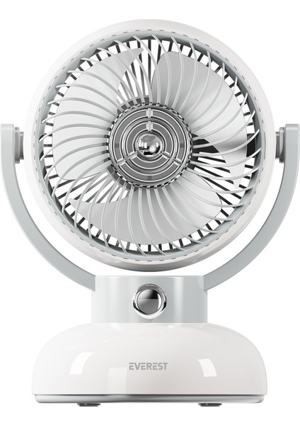 EFN12 Krem 1200MAH 3 Hız Kademe LED Işıklı Retro Masaüstü USB Fan