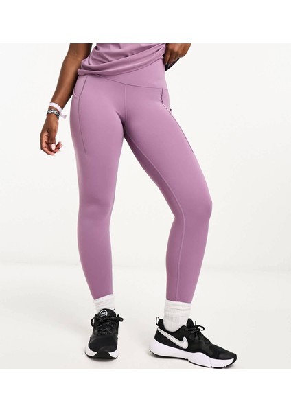 Dri Fit Universa High Rise 7/8 Length Kadın Yüksek Bel Lazer Kesim Toparlayıcı 2 Cepli Dalgıç Kumaş Tayt Lila