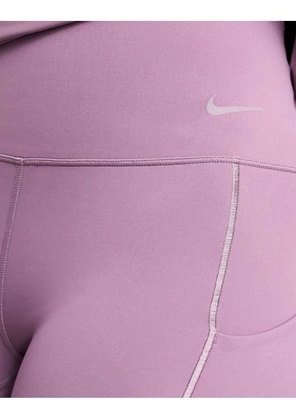 Dri Fit Universa High Rise 7/8 Length Kadın Yüksek Bel Lazer Kesim Toparlayıcı 2 Cepli Dalgıç Kumaş Tayt Lila modelleri