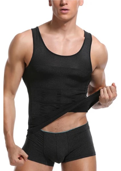 Erkek Atlet Korse Bel Göğüs Göbek Jinekomasti Toparlayıcı Sıkılaştırıcı Dik Duruşa cı Korse Atlet