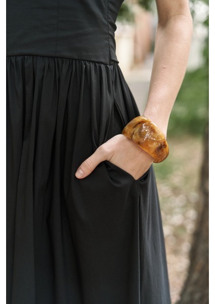 Emilia Korse Detay Siyah Uzun Elbise